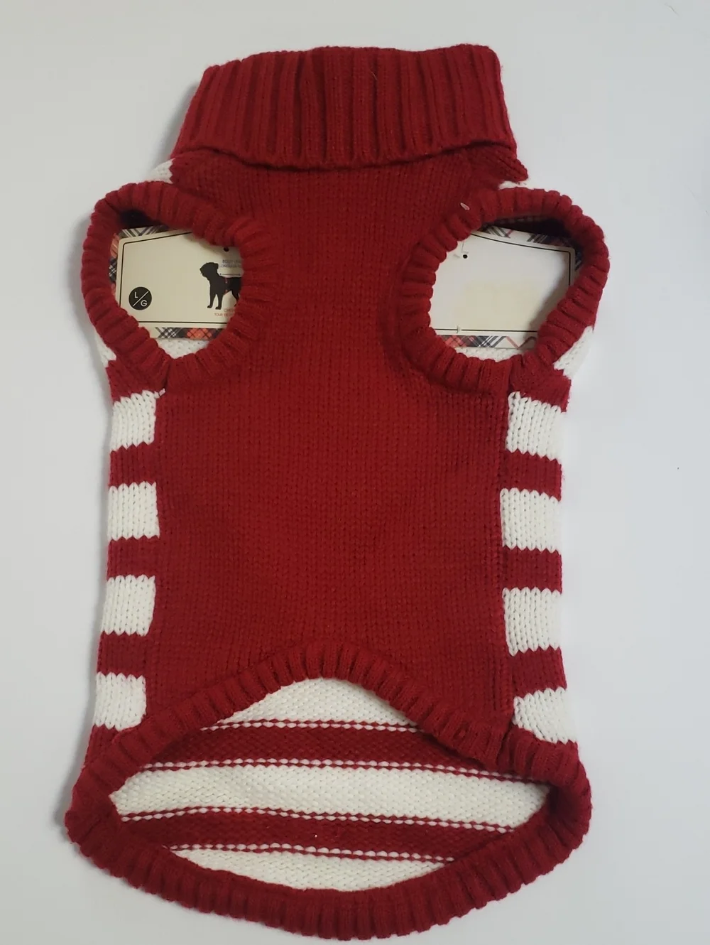 Barkley & Finn Red & White Striped Black Santa Holiday Dog Sweater, Large